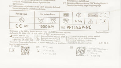 Avanos PFTL6.5P-NC NeoMed Feeding Tube w/ENFit Connector 6.5Fr x 35.4inch 1.2mL